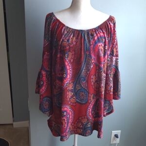 Paisley Off-Shoulder tunic Top